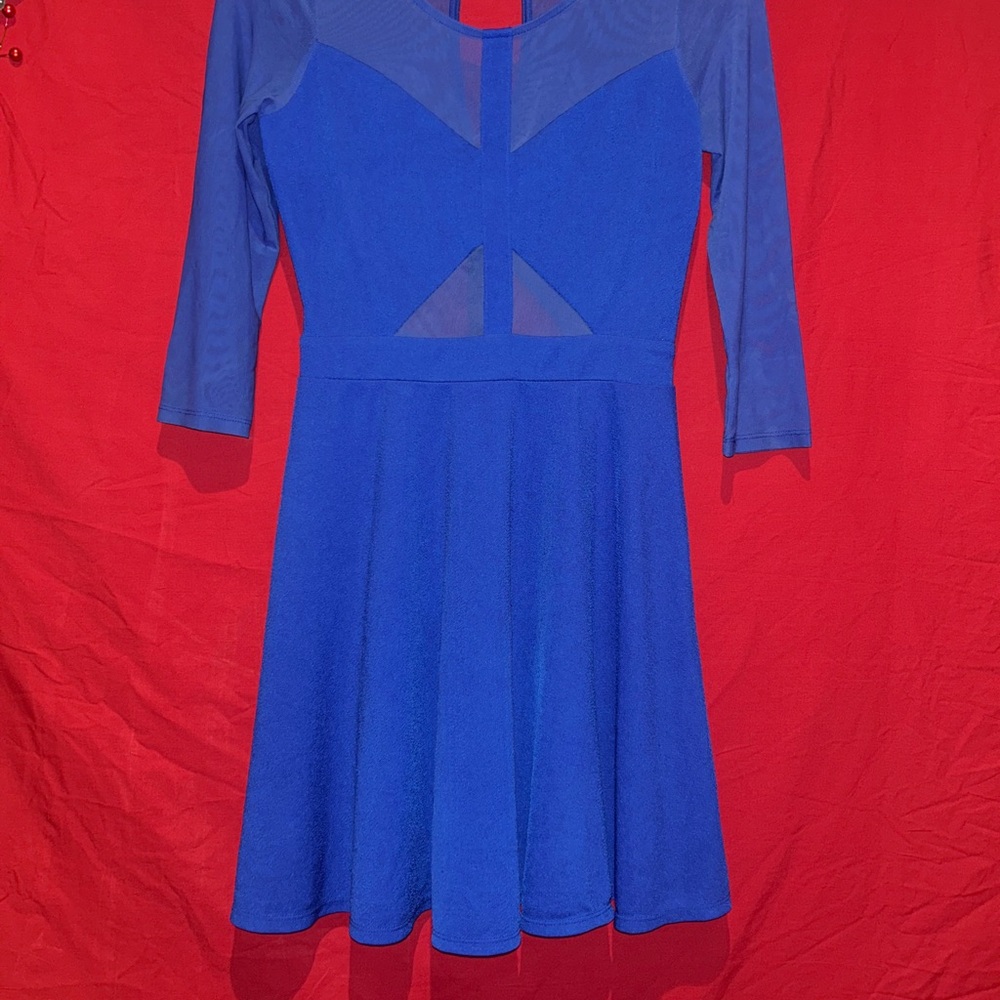 Sexy Royal Blue Zip-up Mini Dress by Material Girl brand Size Medium